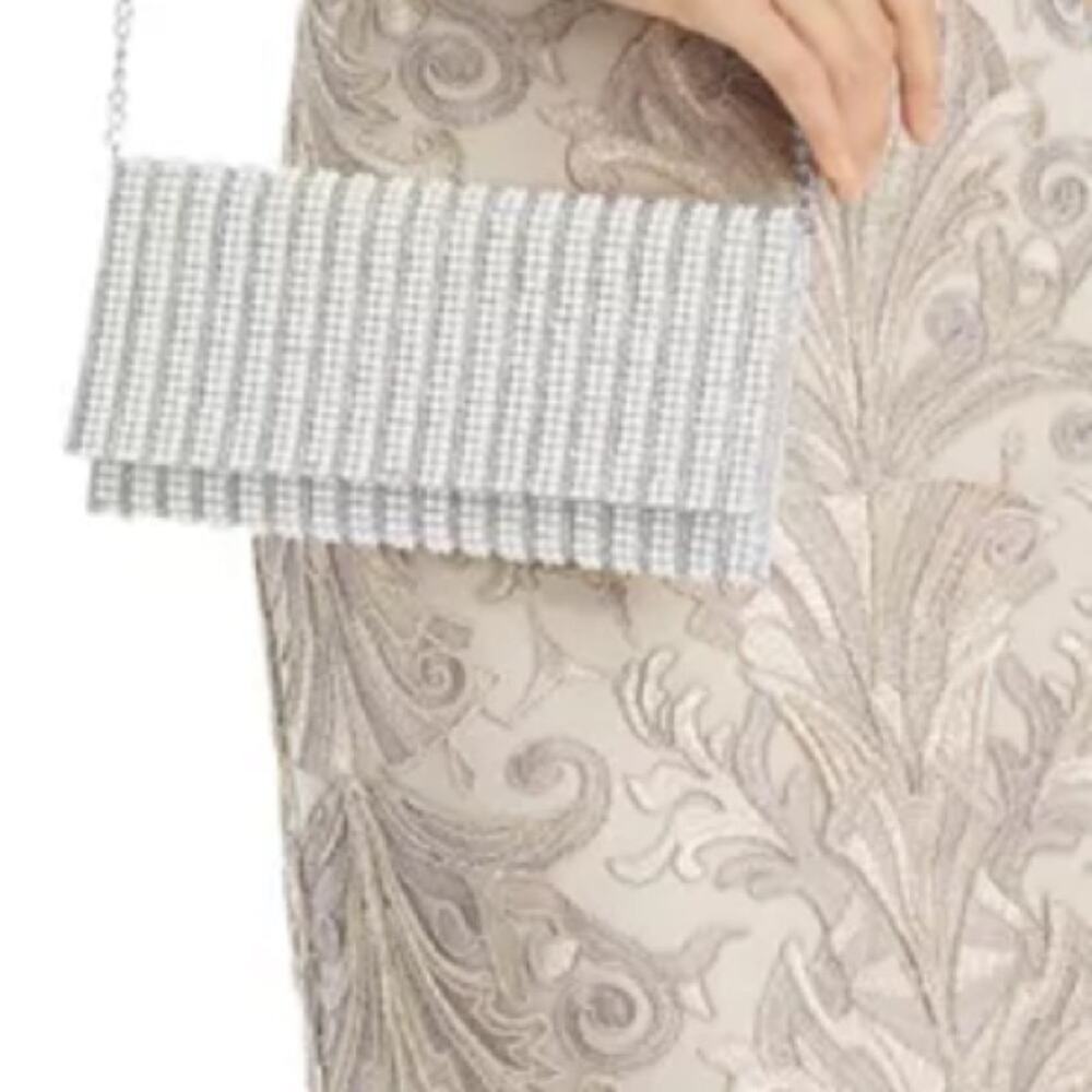 Aqua Beaded Chrystal Gold Chain Purse Clutch Handbag Evening Cocktail - Picture 2 of 8